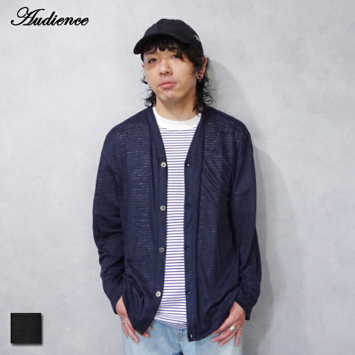 Upscape Audience (アップスケープオーディエンス) プレミアム リネン カーディガン (AUD7259) メンズ トップス カーディガン リネン 長袖 涼しい きれいめ サイズ感