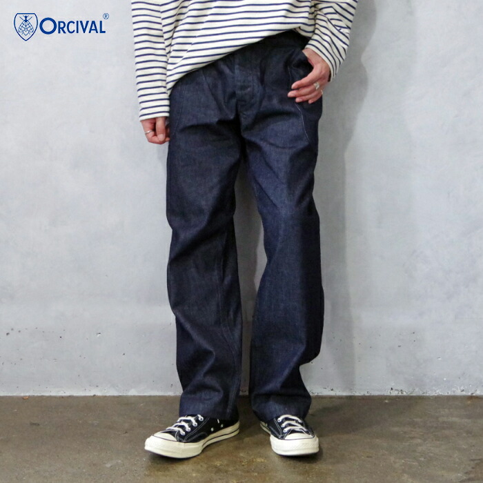 ORCIVAL (オーシバル・オーチバル) ORCIVAL デニムイージーマリンパンツ (RC2423) メンズ ボトムス パンツ デニム イージーパンツ 刺繍 フルレングス ボタンフライ