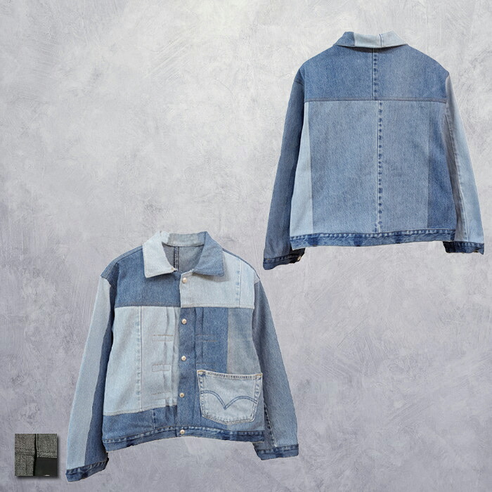 THRIFTY LOOK(スリフティールック) LEVI'S PLEATS JACKET (TL24S008/TL24S00800) メンズ デニムジャケット リメイク LEVI'S サスティナブル アップサイクル 完売間近 残り僅か 17,666円