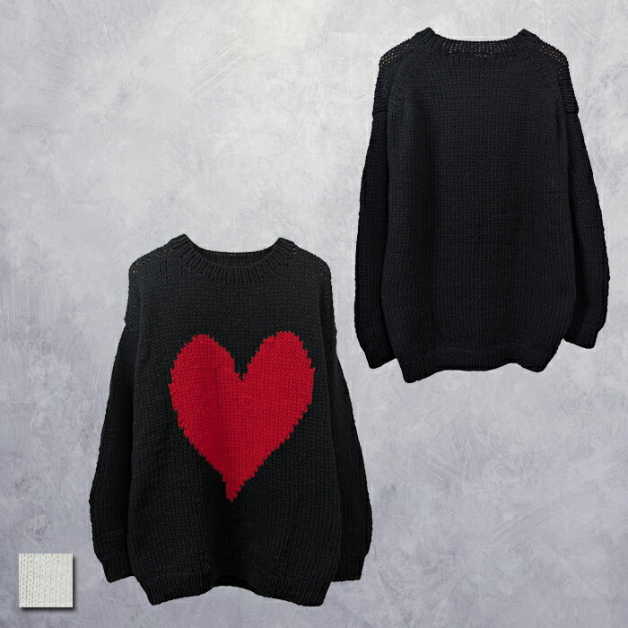 THRIFTY LOOK(スリフティールック) HEART HAND KNIT SWEATER (TL24F027/TL24F02700) メンズ レディース ユニセックス ゆったり 手編み ウール100 インパクト ハート 18,480円