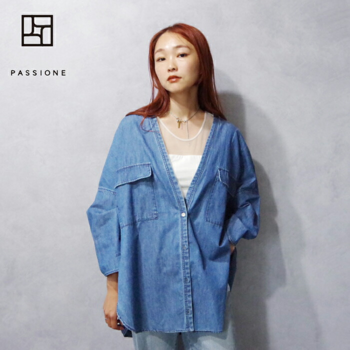 楽天市場】PASSIONE (パシオーネ) キレイシルエット Vアキ デニム