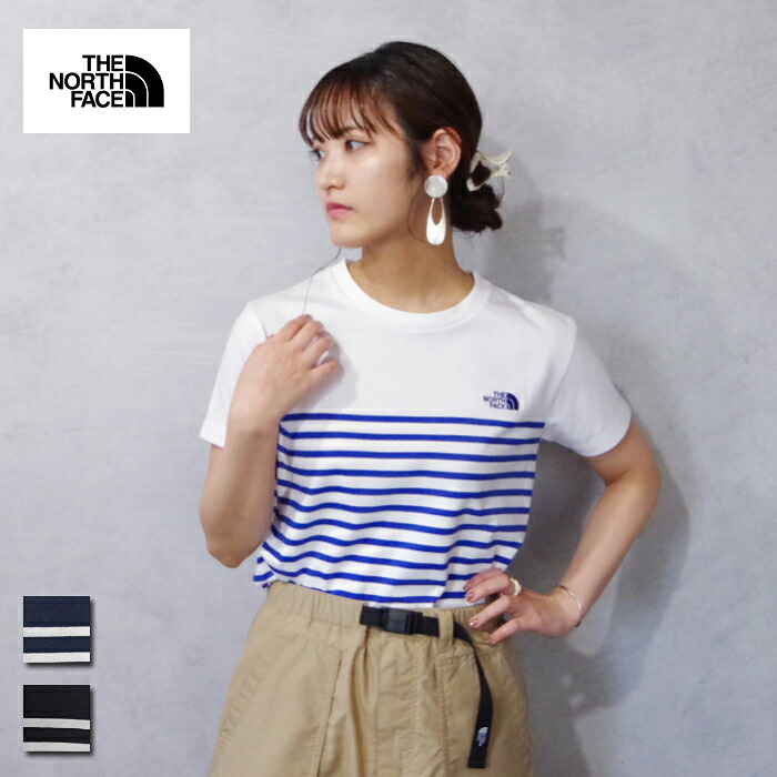 THE NORTH FACE(ザ・ノース・フェイス) ショートスリーブ パネルボーダーティー (NTW32406) レディース ロゴ ショート ボーダー 肌触り ボーイズライク
