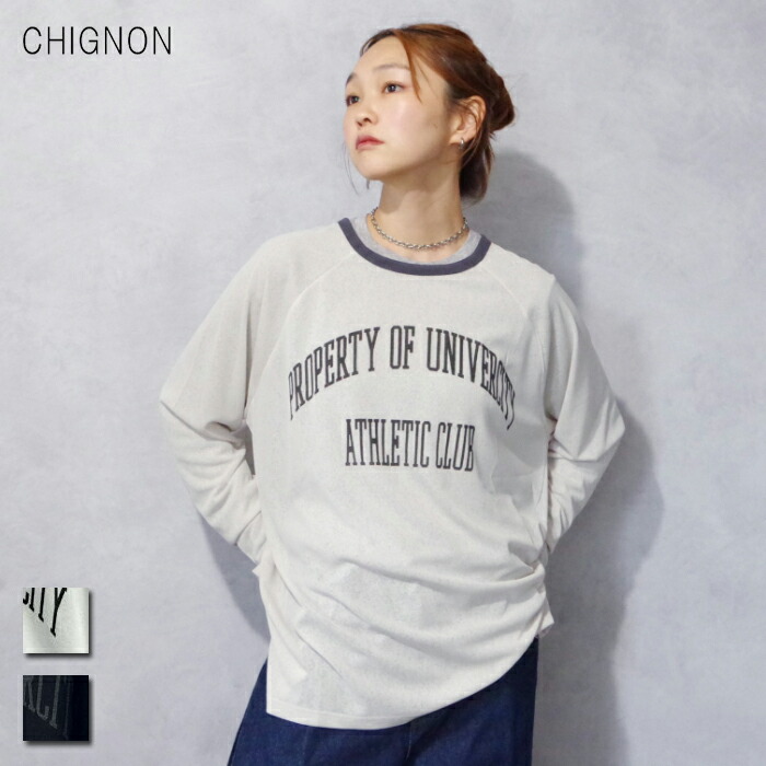 【クーポン&ポイント10倍】CHIGNON (シニヨン) ラグラン ロゴシアーTEE (8456496KK/8456-496KK) レディース トップス ロンT プルオーバー シアー キレカジ カジュアル 2026SS 新作|CHIKUMA Online store