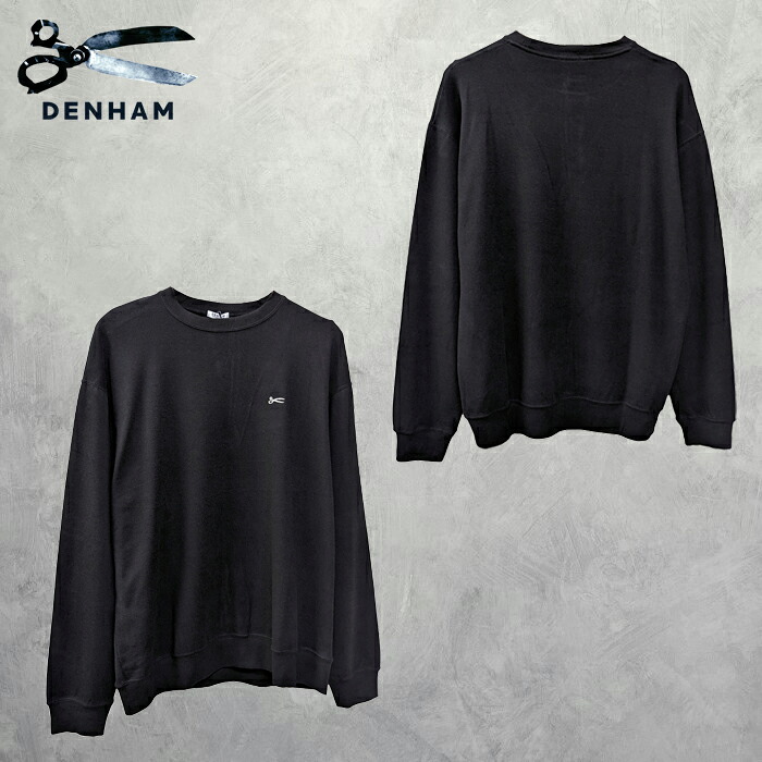 DENHAM (デンハム) MIP CREW STRETCH PONTE BLK (1230951011/01230951011) メンズ トップス プルオーバー 肌触り 伸縮性 温かい シンプル ロゴ 刺繍
