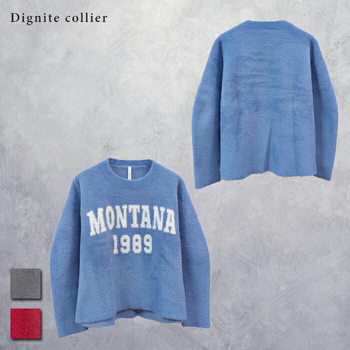 Dignite colier(ディニテコリエ) フェザーロゴニット プルオーバー (80243639) レディース 2024 30代 40代 カジュアル オトナ女子 大人可愛い シンプル ゆったり キレカジ 人気 トレンド 配色 プルオーバー ニット 肌触り すべすべ|CHIKUMA Online store