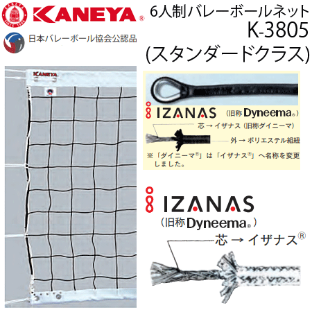 カネヤ 6人制バレーボールネット 上下白帯付 スタンダードクラス 日本バレーボール協会検定合格品 K 3805 送料無料 Fmcholollan Org Mx