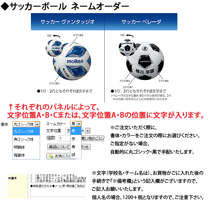 楽天市場 モルテン Molten サッカーボール ネーム入れ加工 学校 チーム名440円 個 個人名 1 3円 個 代引き 同梱 キャンセル不可 スポーツアイランド