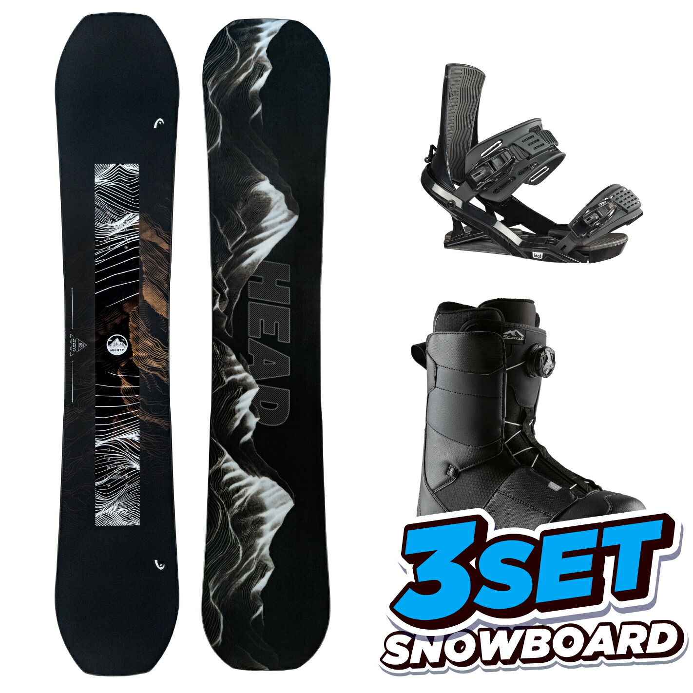 25-26 ヘッド スノーボード 3点セット HEAD MIGHTY DCT FX ONE SCOUT BOA マイティ 板 BIN BOA BOOTS ダイヤル メンズ レディース 初心者 ソフトフレックス Camber キャンバー グラトリ パーク
