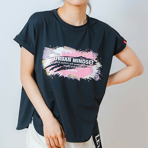 ダミス DA MISS ペインティング Tシャツ 半袖 フィットネス ウィメンズ 1534-1448-BLK