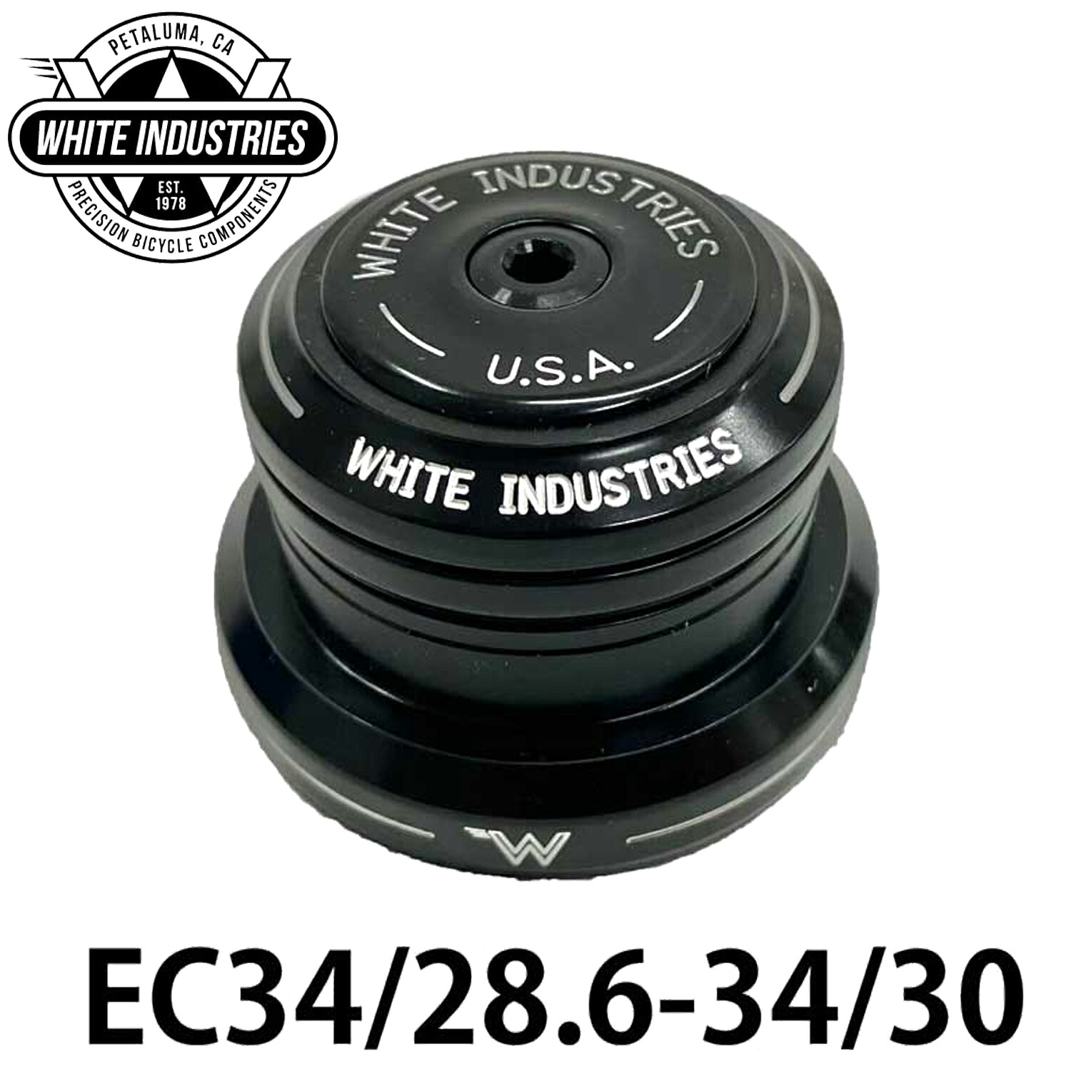 WHITE INDUSTRIES 頭顱書き割り EC BLK EC34/28.6-34/30 ホワイトインダストリーズ HEAD SET USA製 白いこと 銀輪