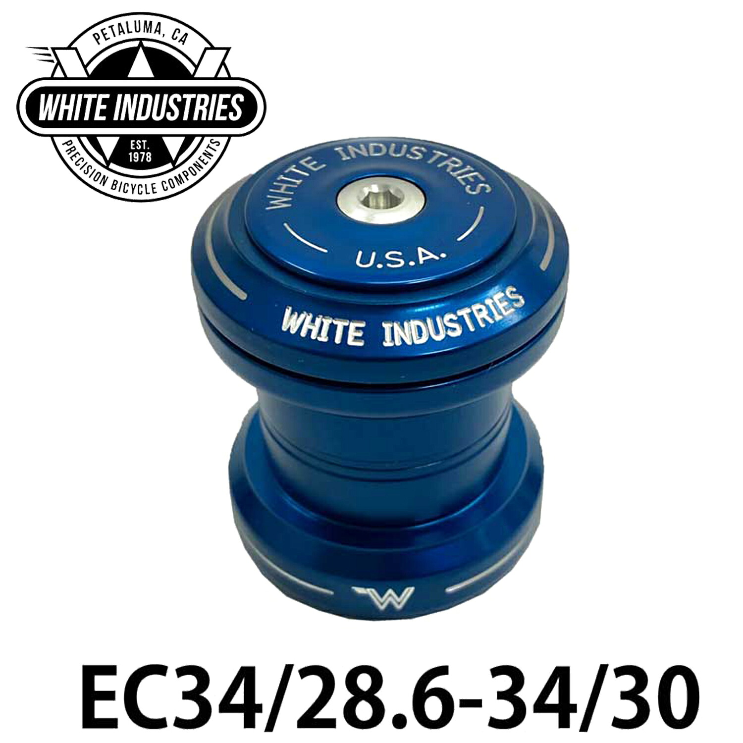 WHITE INDUSTRIES  頭顱書き割り EC BLU EC34/28.6-34/30 ホワイトインダストリーズ HEAD SET USA製 白いこと 銀輪