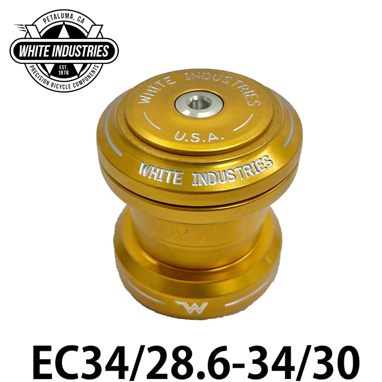 WHITE INDUSTRIES  頭顱書き割り EC GLD EC34/28.6-34/30 ホワイトインダストリーズ HEAD SET USA製 白いこと 銀輪