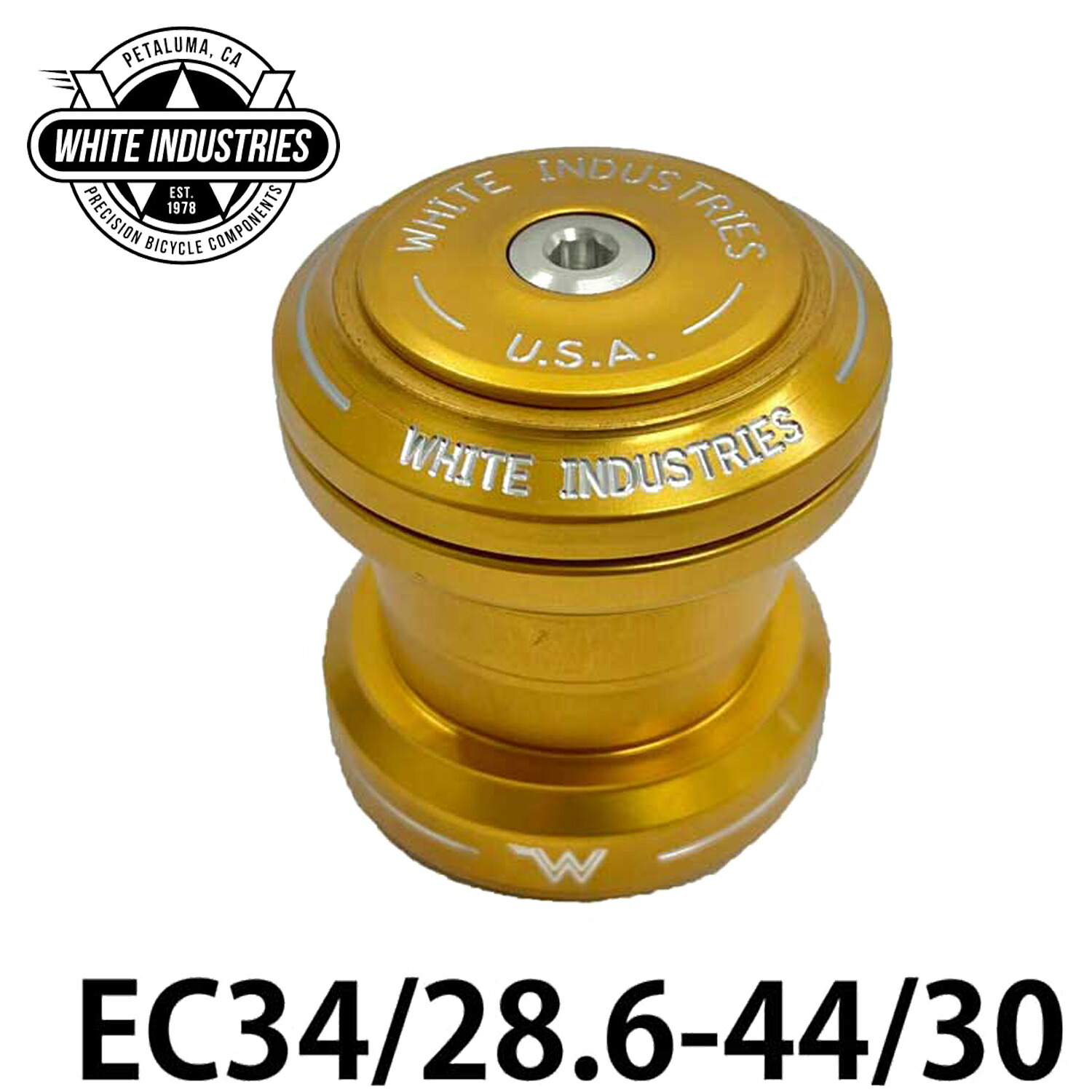 WHITE INDUSTRIES  頭顱書き割り GLD EC34/28.6-44/30 ホワイトインダストリーズ HEAD SET USA製 白いこと 銀輪