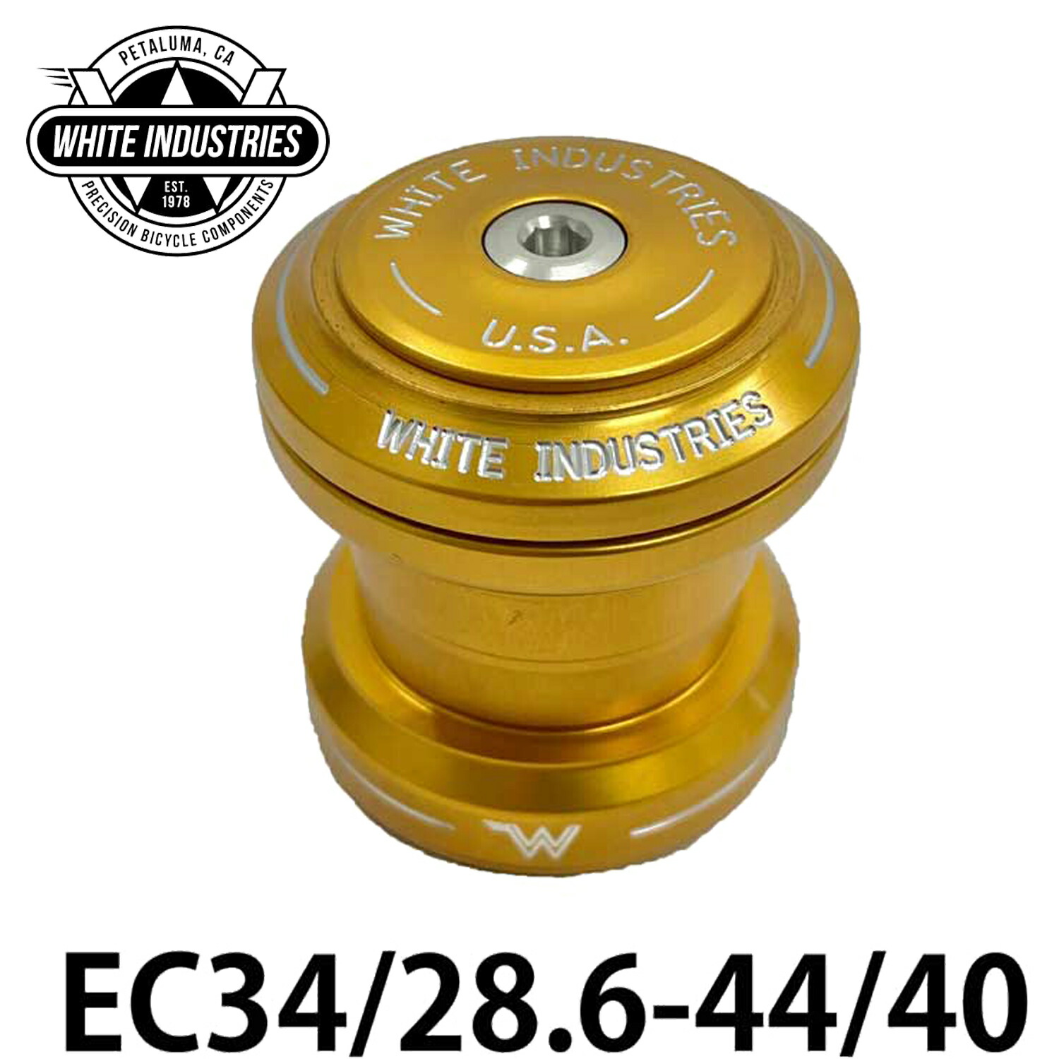 WHITE INDUSTRIES  頭顱書き割り GLD EC34/28.6-44/40 ホワイトインダストリーズ HEAD SET USA製 白いこと 銀輪