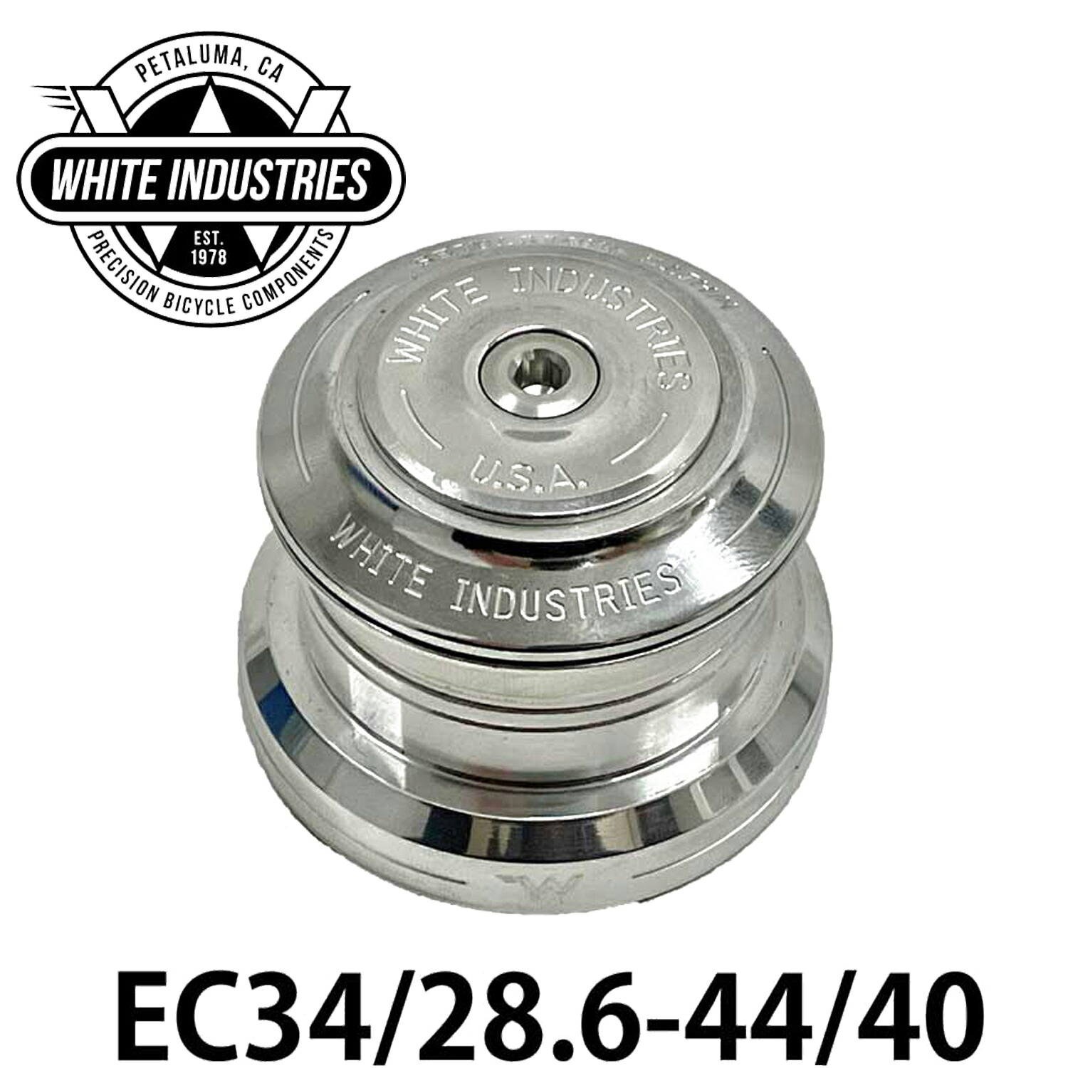 WHITE INDUSTRIES  頭顱書き割り EC SLV EC34/28.6-44/40 ホワイトインダストリーズ HEAD SET USA製 白いこと 銀輪