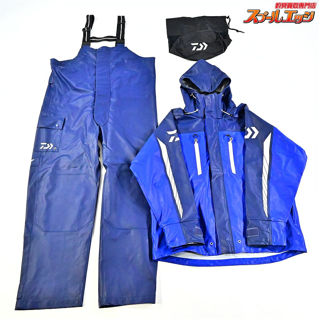 【中古】 ダイワ PUオーシャンサロペット レインスーツ DR-6007 ダズリンブルー 大いさL DAIWA