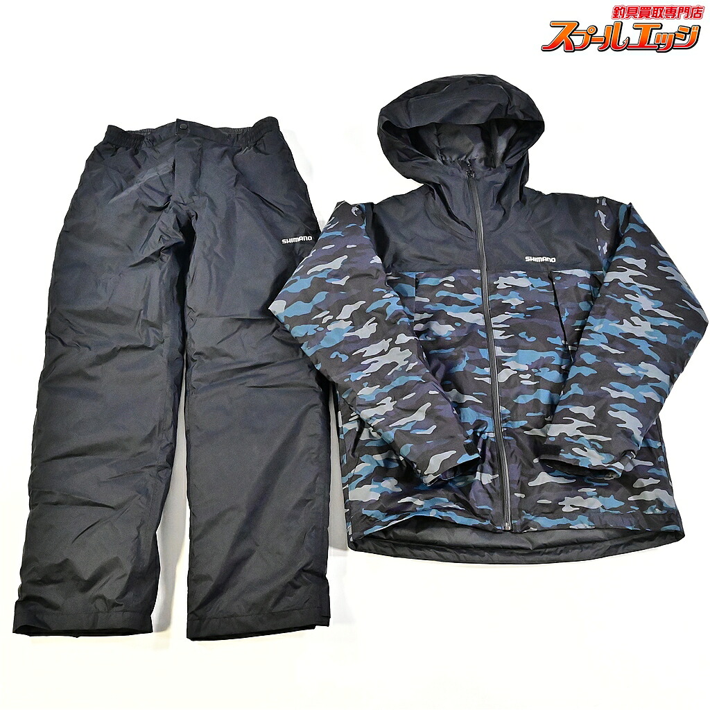 【中古】 シマノ ベーシックインサレーション レインスーツ01 RB-057X 上下セット ブラックマルチカモ サイズアジアM