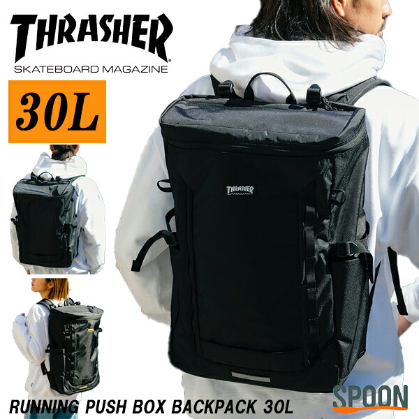 スラッシャー リュック THRASHER バッグ ストリート ブランド メンズ レディース リュックサック 通勤 通学 旅行 アウトドア ストリート系 ブランド シンプル ユニセックス ボックス型 リュック 通学リュック 通勤リュック ジムバッグ｜spoon店