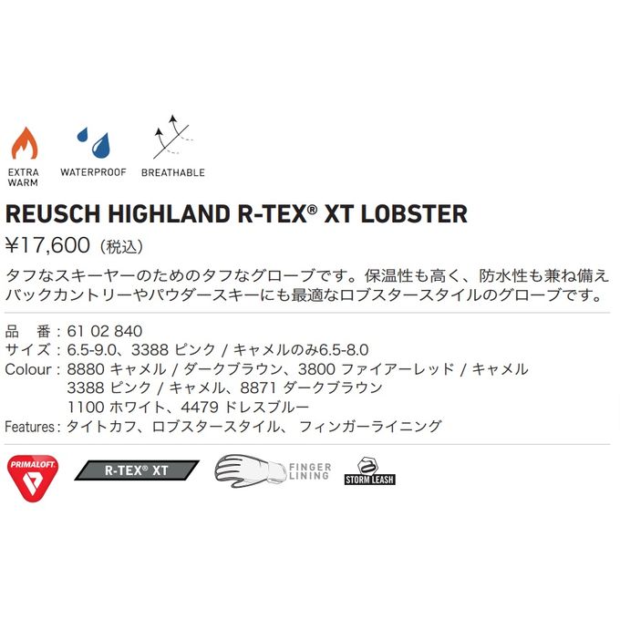 新品本物 ロイッシュ reusch レザー スキー スノーボード 3本指 グローブ HIGHLAND R-TEX XT LOBSTER fucoa.cl