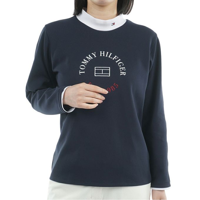 【クーポン発行中！】 トミーヒルフィガー TOMMY HILFIGER レディース ゴルフウェア 長袖シャツ サークルロゴ 長袖モックネックシャツ THLA578 30 【2025FW】