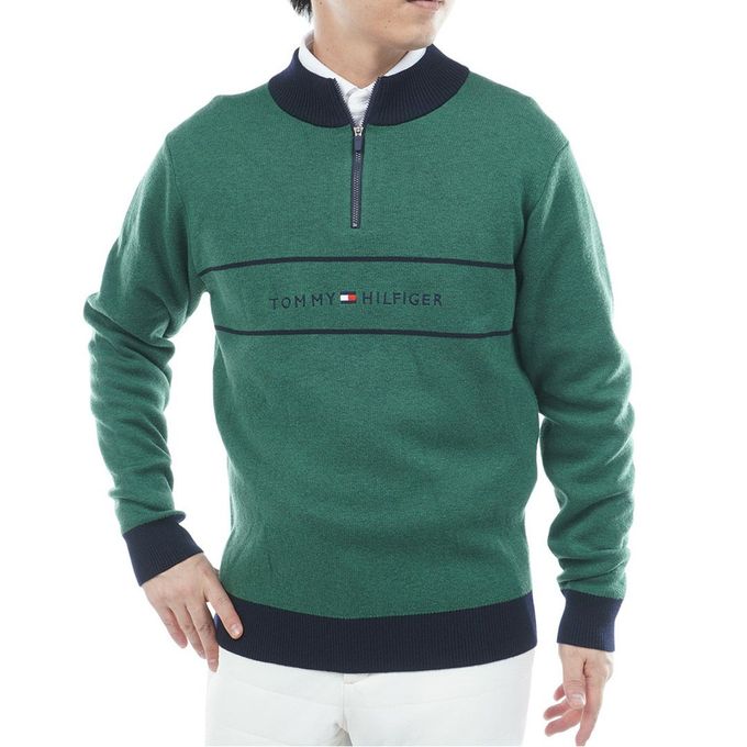 【クーポン発行中！】 トミーヒルフィガー TOMMY HILFIGER メンズ ゴルフウェア セーター フロントロゴ ハーフZIPモックネックニット THMA587 61 【2025FW】｜SPOPIA NET SHOP