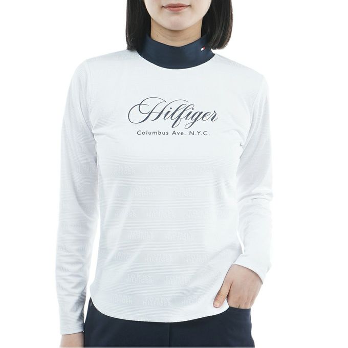 【クーポン発行中！】 トミーヒルフィガー TOMMY HILFIGER レディース ゴルフウェア 長袖シャツ ロゴジャガ-ド 長袖モックネックシャツ THLA570 00 【2025FW】