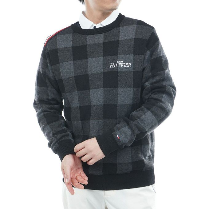 【クーポン発行中！】 トミーヒルフィガー TOMMY HILFIGER メンズ ゴルフウェア セーター チェックジャガード クルーネックニット THMA571 10 【2025FW】｜SPOPIA NET SHOP