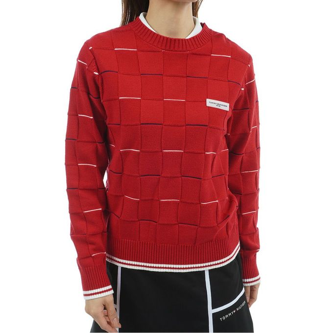 【クーポン券振り出し中！】 トミーヒルフィガー TOMMY HILFIGER レディース ゴルフ御召しもの スウェーター マシマロ肌ざわり クルーネックニット THLA584 40 【2025FW】