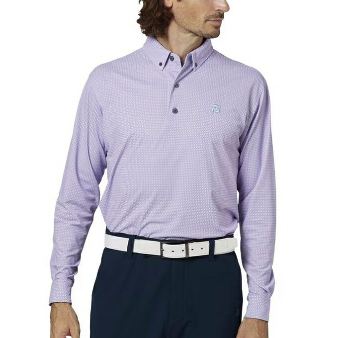 【クーポン発行中！】 フットジョイ FOOTJOY メンズ ゴルフ ウェア トップス ポロシャツ 3Dピラミッドプリント長袖ボタンダウンシャツ 38544 オーキッド 【2025FW】