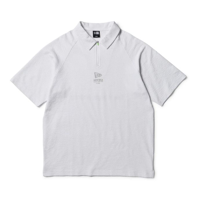 【引き換え証ふり出し中！】 ニュー内鰓 NEW ERA メンズ レディース ゴルフ お召しもの トップス 半袖 スポーツシャツ シアサッカー 14859909 白いこと 【2026SS】