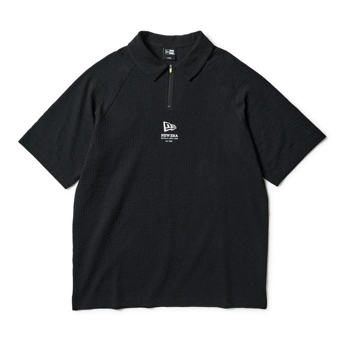 【引き換え証ふり出し中！】 ニュー内鰓 NEW ERA メンズ レディース ゴルフ お召しもの トップス 半袖 スポーツシャツ シアサッカー 14859911 黒いこと 【2026SS】