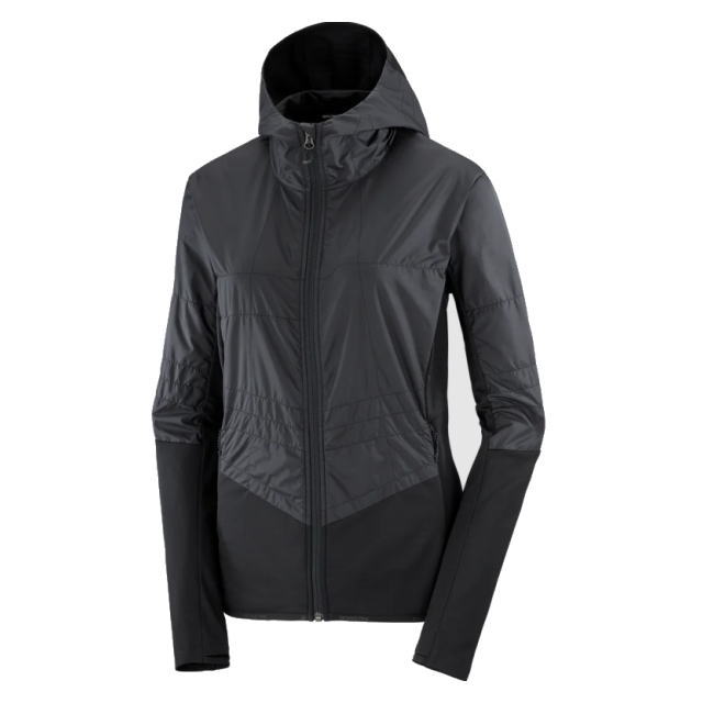 SALOMON サロモン トレイル駈けっくら フリースジャケット OUTLINE ALL SEASON HYBRID Jacket W DEEP BLACK LC1859300 レディース ウイメンズ 一とおり オール季節 変わり種 トレラン アウトドア 駈けっくら 保温