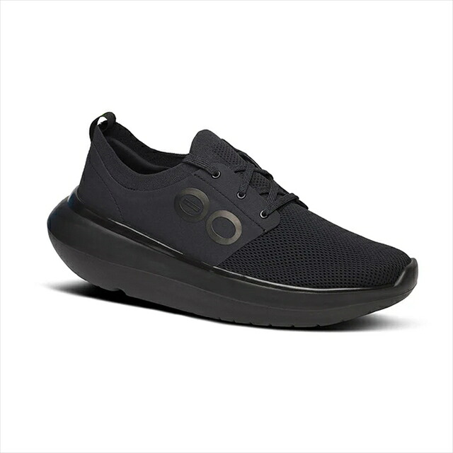 OOFOS ウーフォス リカバリーシューズ Men's OOmy Stride Black/Black メンズ リカバリーサンダル スニーカー 衝撃吸収 メッシュ クッション 靴紐 シューレース スポーツ トレラン トレイルランニング ランニング マラソン