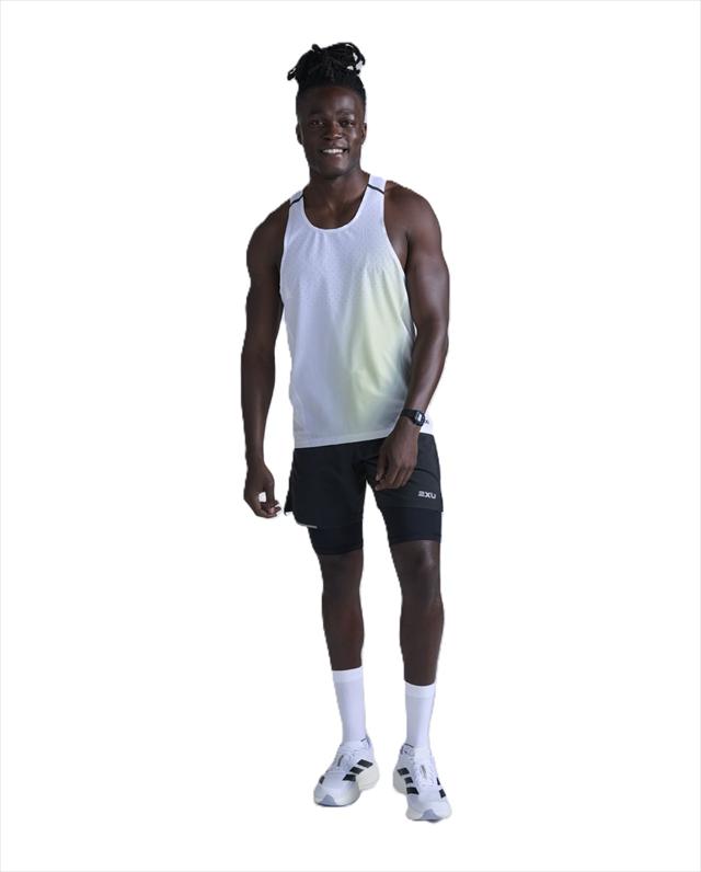 2XU ツータイムズユー 貯蔵タンクいの一番 駈けっくらティーシャツ 2XU Light Speed React Singlet MR7375A メンズ CMM/BRF ともし火機敏さ リアクト シングレット ノースリーブ 駈けっくら マラソン トレイル駈けっくら トレラン スピード競技 超軽さ 吸汗速乾 通気性