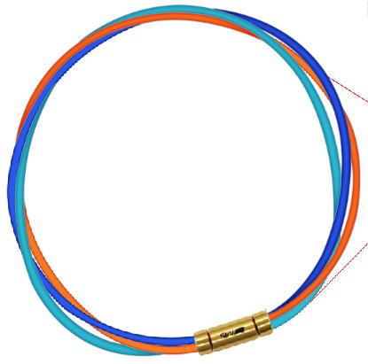 セブ SEV スポーツネックレス ルーパータイプ3G 54cm ブルー/オレンジ/ライトブルー 体感アクセサリー アスリートが実感 SEVルーパー ゴールドヘッド