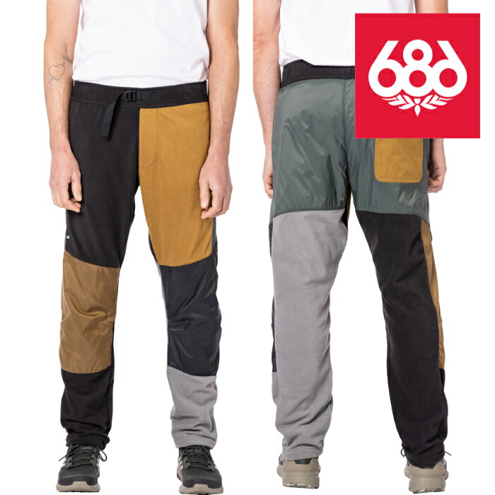 日本正規品 シックスエイトシックス スノーボードウェア パンツ 22-23 686 MEN'S THERMAL FLEECE PANT Goblin Green Colorblock メンズ フリース スノーボード