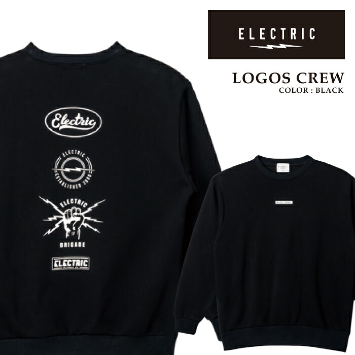 日本正規品 トレーナー エレクトリック ELECTRIC LOGOS CREW Black 25FW
