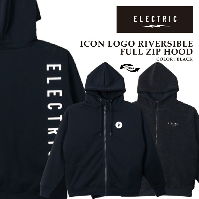 【エントリーでP最大47.5倍!7/26 1:59迄】 日本正規品 パーカー エレクトリック ELECTRIC ICON LOGO RIVERSIBLE FULL ZIP Black 25FW|SportsExpress