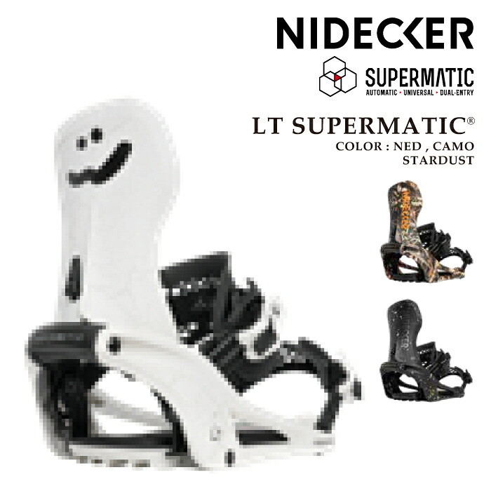 【エントリーでP最大47.5倍！7/26 1:59迄】 日本正規品 スノーボード ビンディング ナイデッカー NIDECKER LT SUPERMATIC Ned・Stardust・Camo エルティー スーパーマティック バインディング メンズ レディース 26-27｜SportsExpress