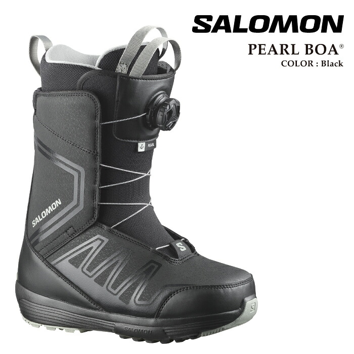 【エントリーでP最大47.5倍！7/26 1:59迄】 日本正規品 スノーボード ブーツ サロモン SALOMON PEARL BOA Black・Gray パール ボア レディース 26-27｜SportsExpress