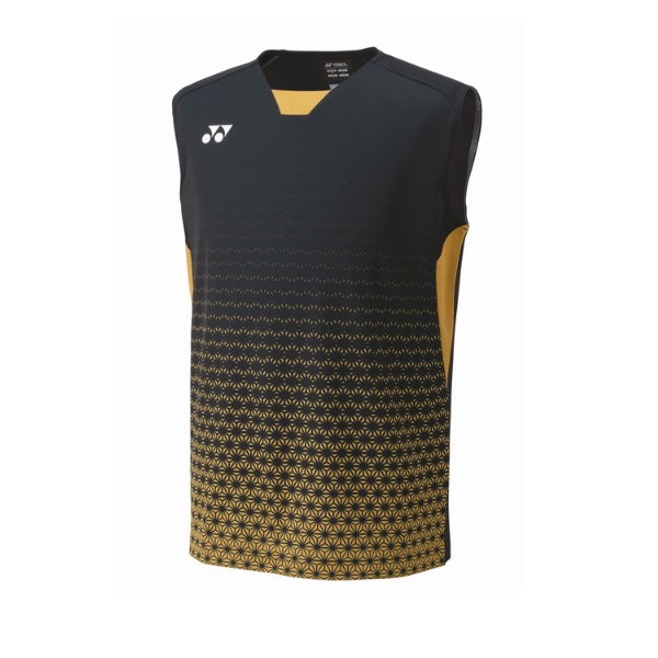 【メール便対応】YONEX ヨネックス メンズゲームシャツ（ノースリーブ） テニスシャツ・バドミントンシャツ 10616-184(ブラック/ゴールド) ２０２４年モデル！！