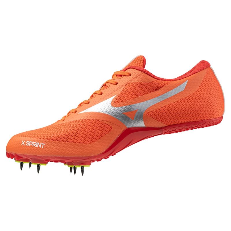 MIZUNO ミズノ エックススプリント(エントリーモデル／土トラック兼用)[ユニセックス] 陸上スパイク U1GA242411(オレンジ×シルバー)