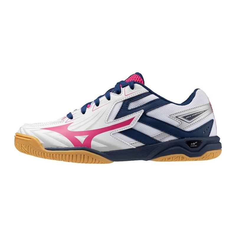 MIZUNO ミズノ ウエーブカイザーブルク8(ピンポン)[ユニ一発やる] レディースピンポンシューズ 81GA242004(白いこと×さくら色×米国海軍)