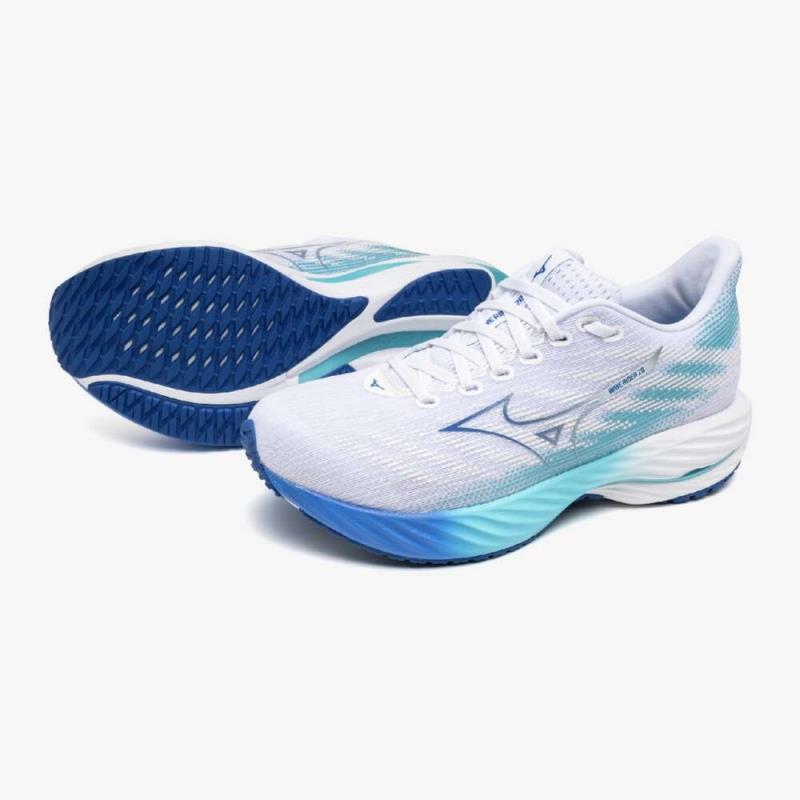 MIZUNO ミズノ ウエーブライダー28[ウィメンズ] レディースランニングシューズ J1GD240321(ホワイト×ブルー×ブルー) ２０２４年秋冬モデル！！