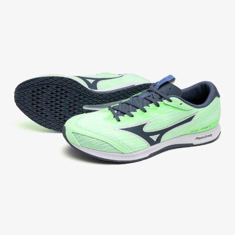 MIZUNO ミズノ デュエルソニック4(陸上競技)[ユニセックス] マラソンシューズ・レーシングシューズ U1GD257001(ライトグリーン×ネイビー)