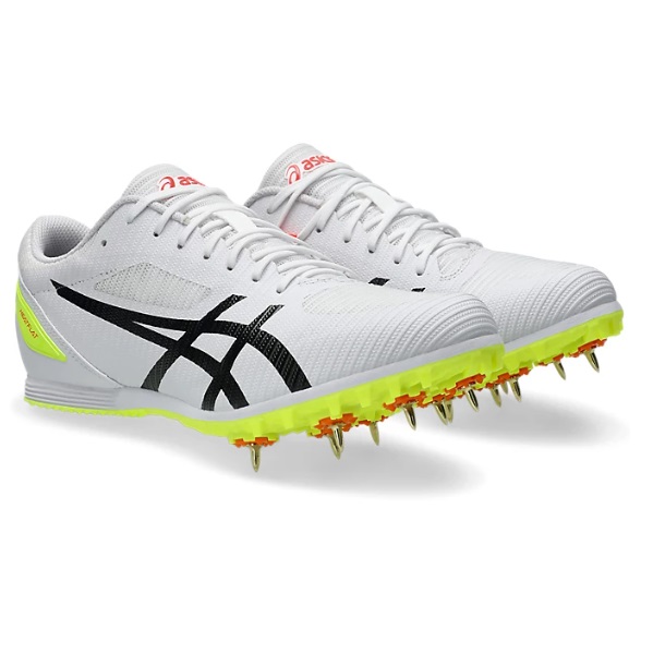 asics アシックス HEATFLAT 12 ヒートフラット12 陸上スパイク   土トラック オールウェザートラック兼用【推奨種目：100m～1500m/ハードル/跳躍種目 幅跳 三段跳 高跳】1093A195-101(White/Safety Yellow)
