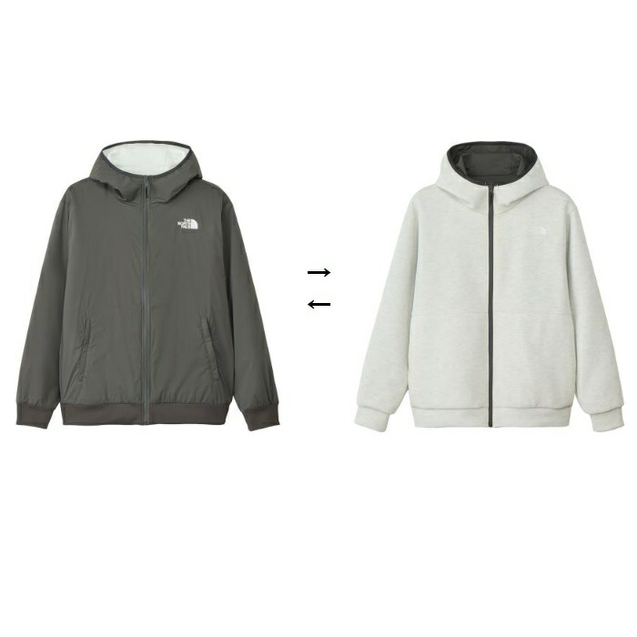 THE NORTH FACE 北の方人間の顔 リバーシブルテックエアーフーディ（メンズ） トレイナー NT62580-GX(グラファイトグレー×ホワイトミックスグレー) ２０２５年秋冬模範例！！ アウター-メンズウェア-アウトドア