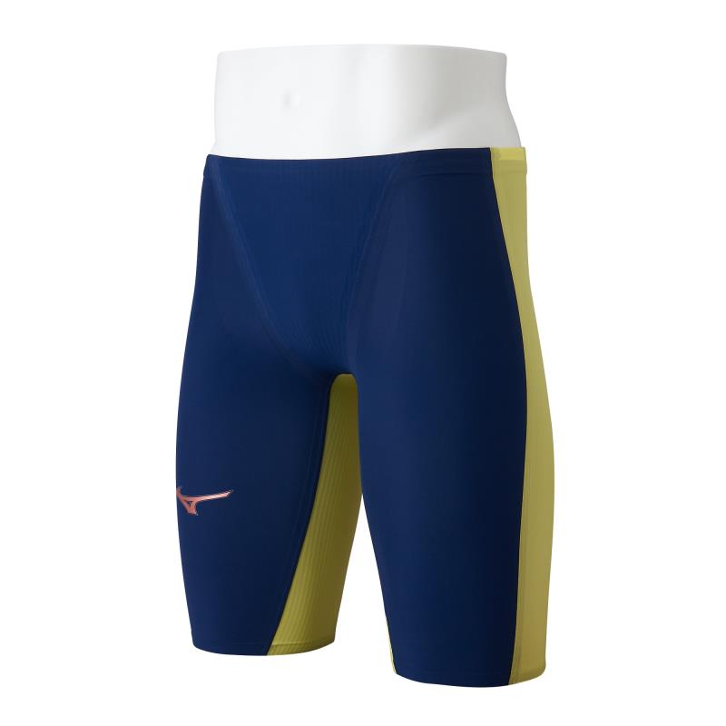 MIZUNO ミズノ 【GX・SONIC ROYAL PW】競泳用二分の一スパッツ メンズ競泳海水着 N2MBD001-84(エステートネイビー×ライトニングイエロー) ２０２６年春夏ひな形！！返品取り替えっこ不可