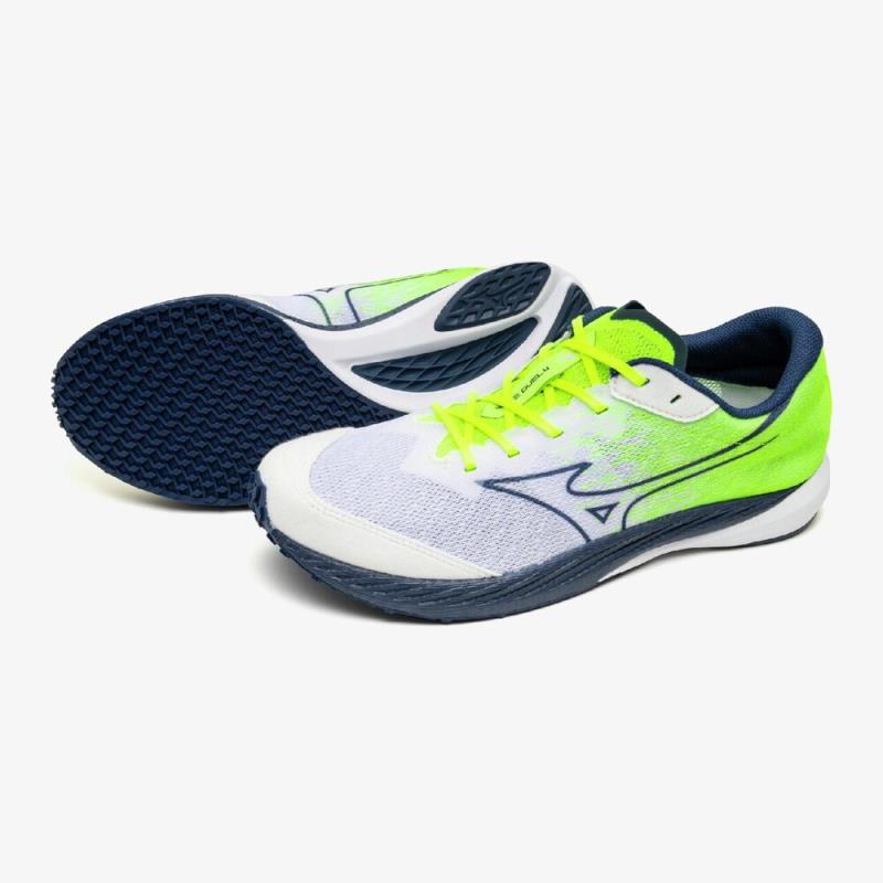 MIZUNO ミズノ ウエーブデュエル4(大地引きくらべる) ランニングシューズ・マラソンシューズ U1GD255021(黄色×米国海軍×白いこと) ２０２６年春夏青写真！！