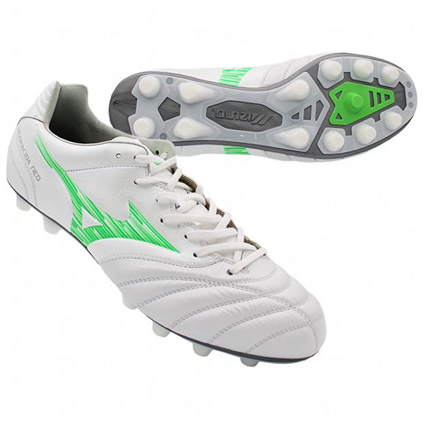 モナルシーダ NEO 3 WIDE ELITE　スーパーホワイトパール×ネオングリーン　【MIZUNO|ミズノ】サッカースパイクp1ga252137